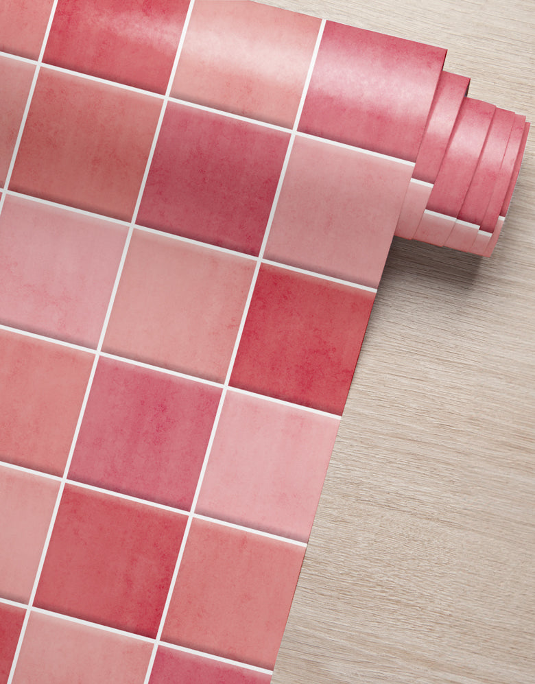 Papel de Parede Adesivo Azulejo Hijau Rosa