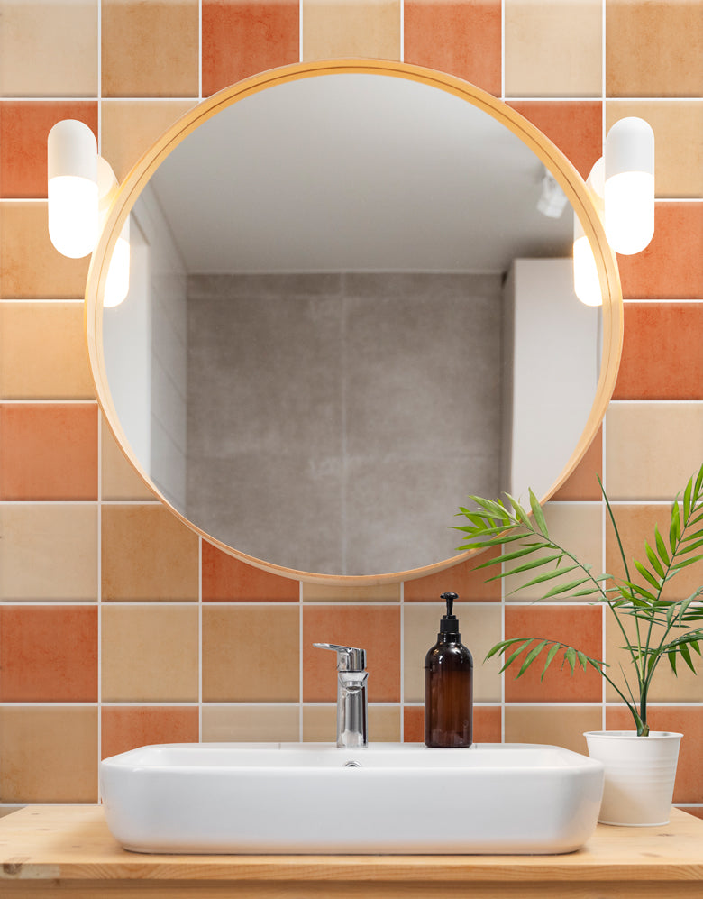 Papel de Parede Adesivo Azulejo Hijau Laranja