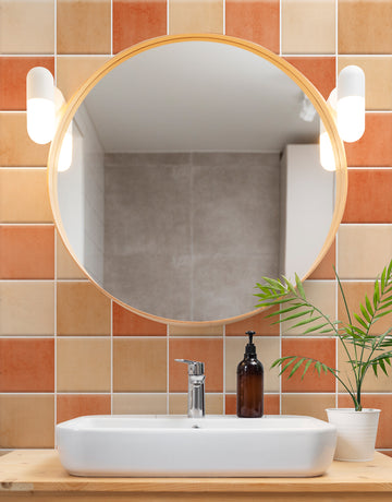 Papel de Parede Adesivo Azulejo Hijau Laranja