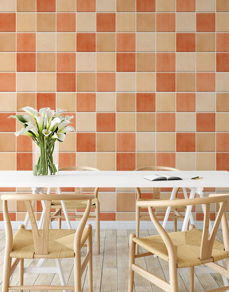 Papel de Parede Adesivo Azulejo Hijau Laranja