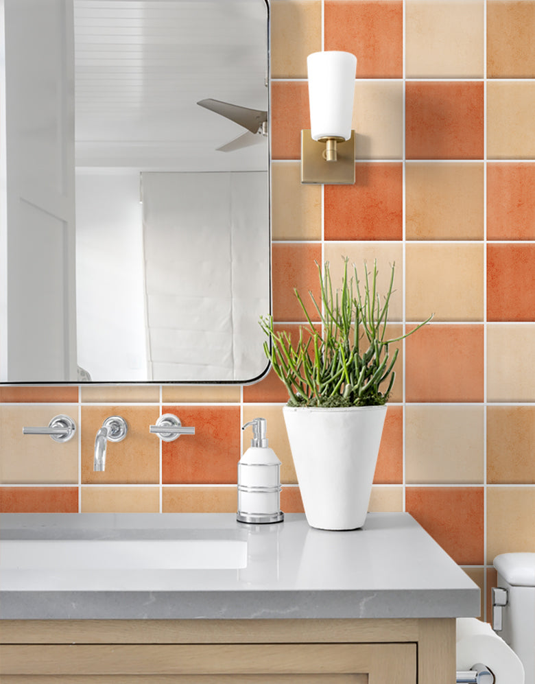 Papel de Parede Adesivo Azulejo Hijau Laranja