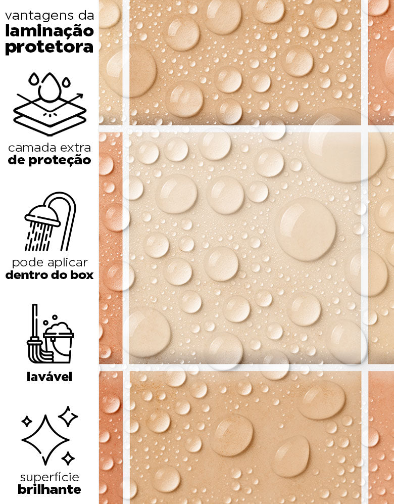 Papel de Parede Adesivo Azulejo Hijau Laranja