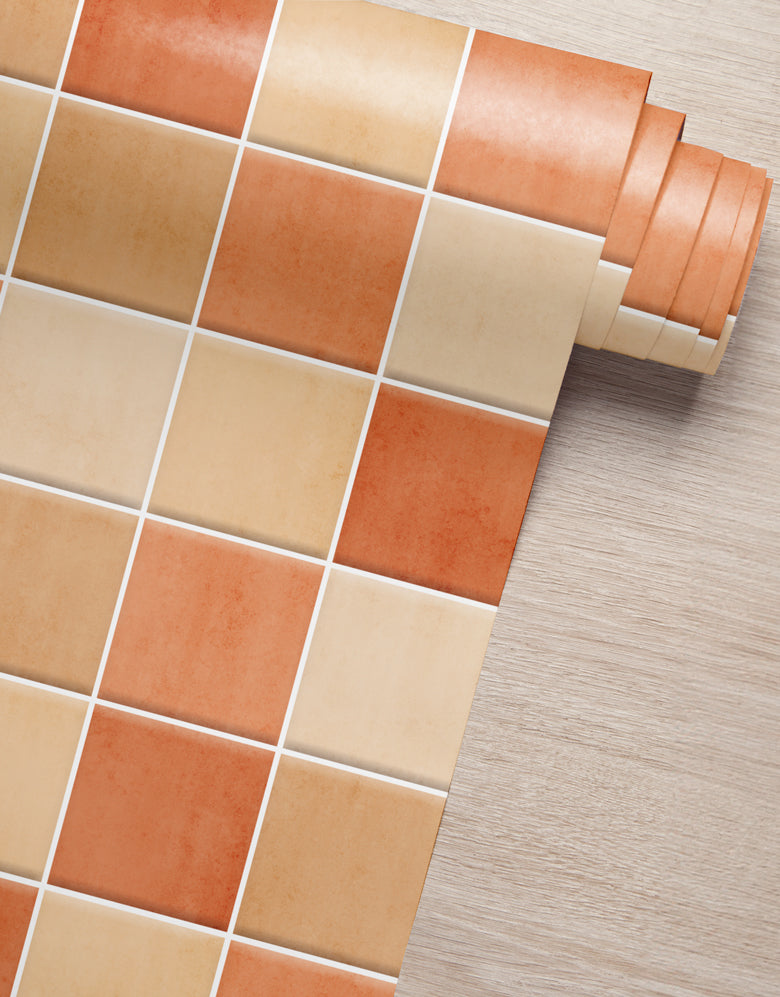 Papel de Parede Adesivo Azulejo Hijau Laranja