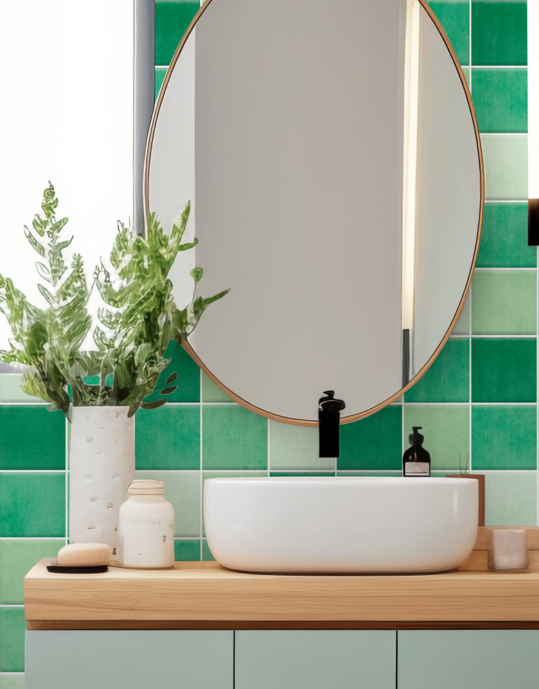 Papel de Parede Adesivo Azulejo Hijau Verde
