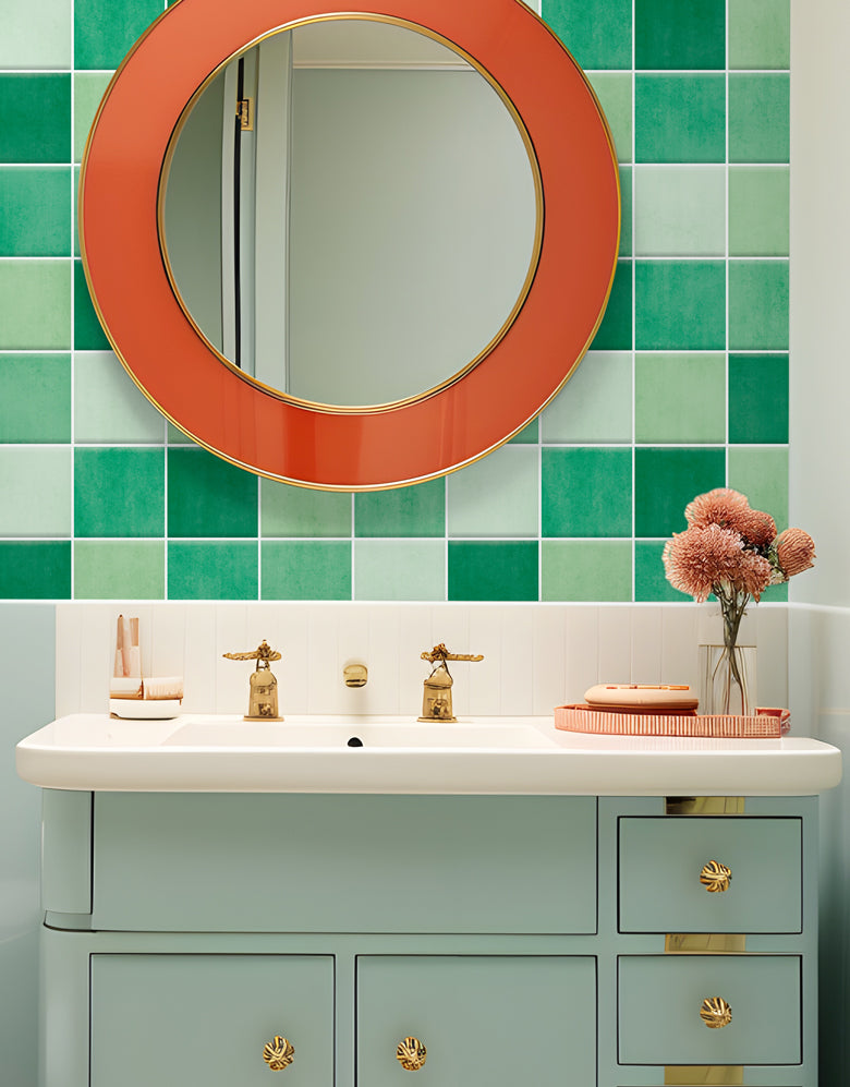 Papel de Parede Adesivo Azulejo Hijau Verde