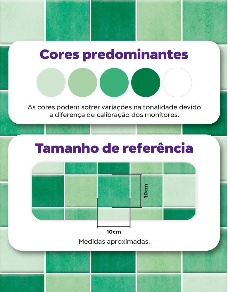 Papel de Parede Adesivo Azulejo Hijau Verde