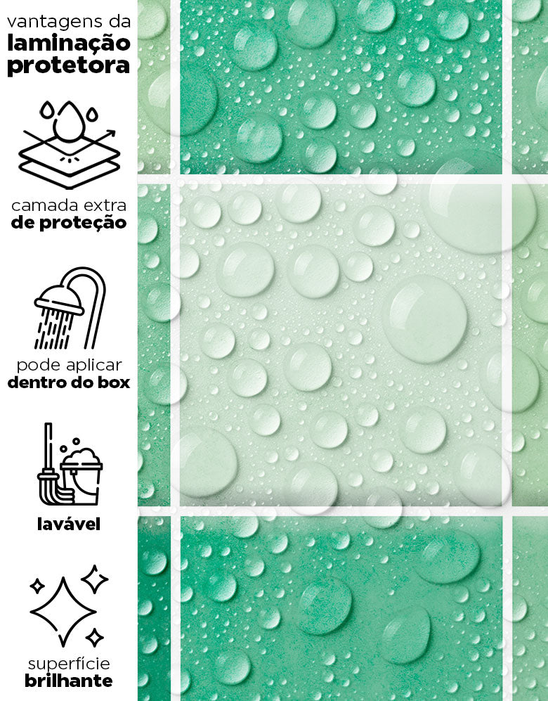 Papel de Parede Adesivo Azulejo Hijau Verde