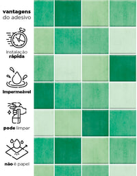 Papel de Parede Adesivo Azulejo Hijau Verde