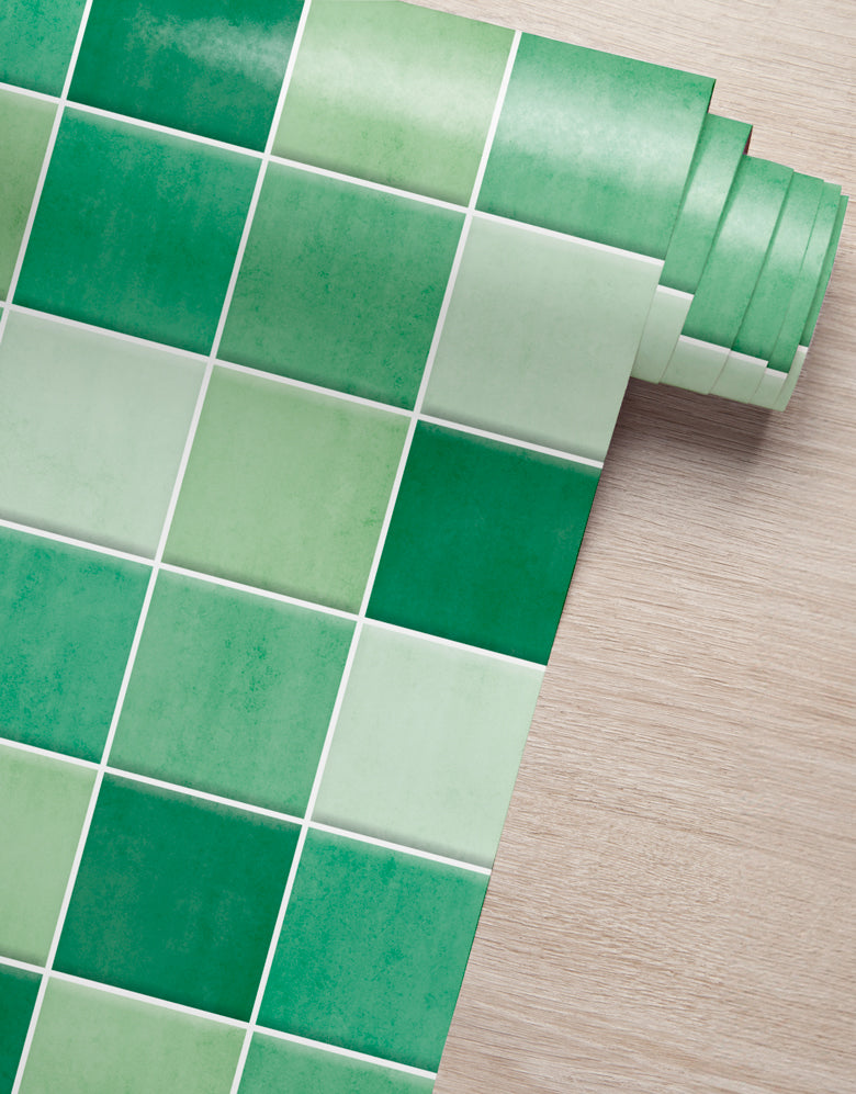Papel de Parede Adesivo Azulejo Hijau Verde