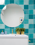 Papel de Parede Adesivo Azulejo Hijau Azul
