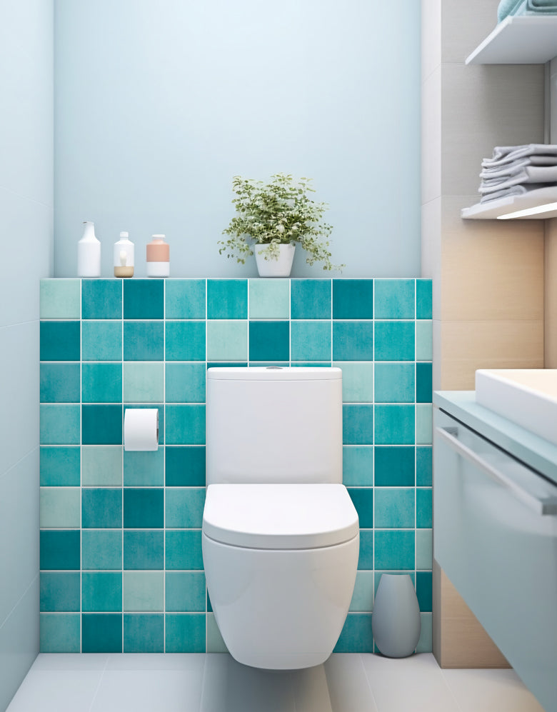 Papel de Parede Adesivo Azulejo Hijau Azul