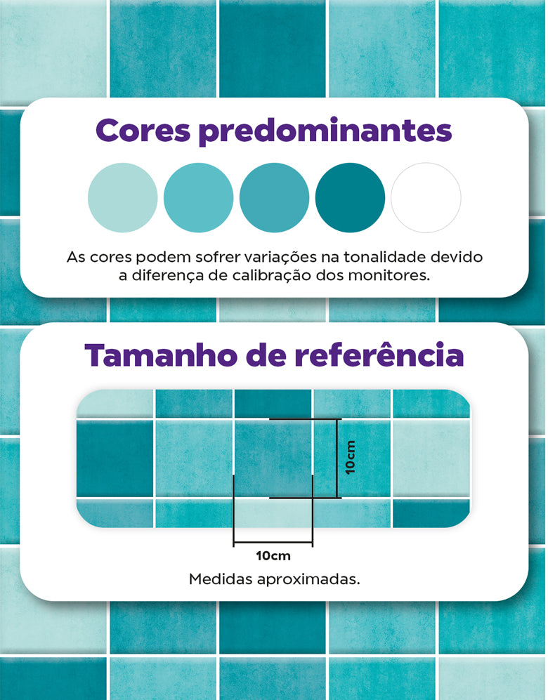 Papel de Parede Adesivo Azulejo Hijau Azul