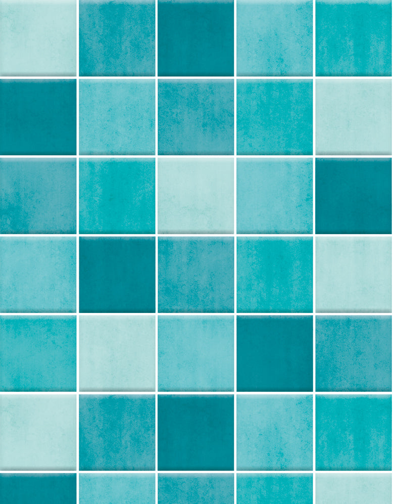 Papel de Parede Adesivo Azulejo Hijau Azul