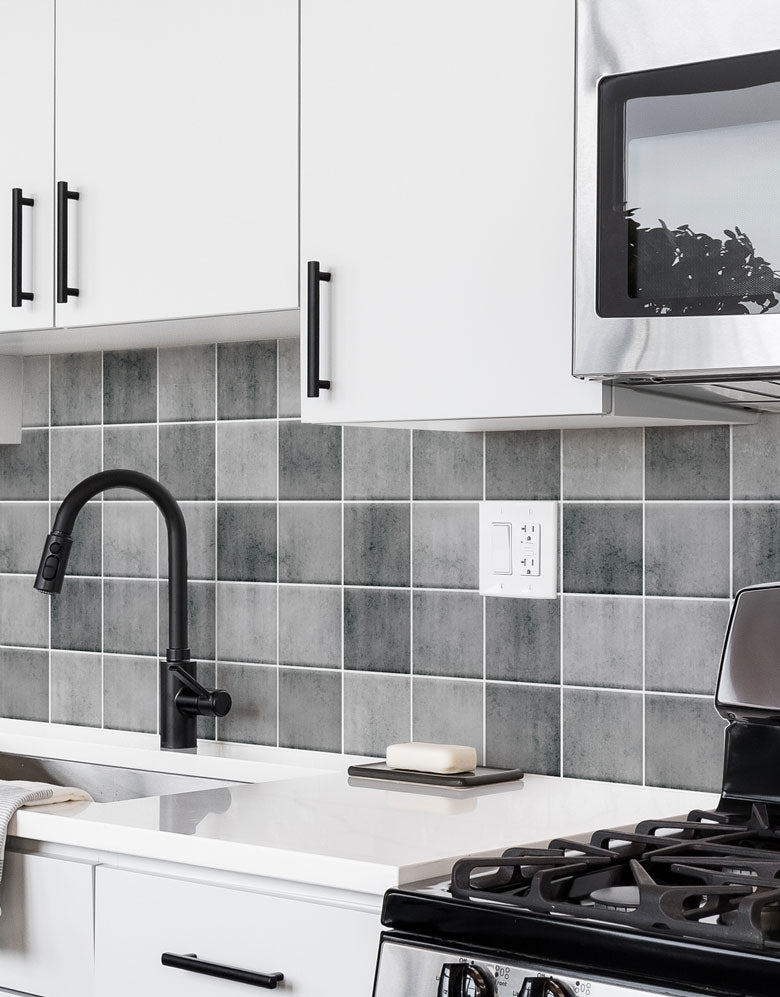 Papel de Parede Adesivo Azulejo Hijau Cimento Queimado