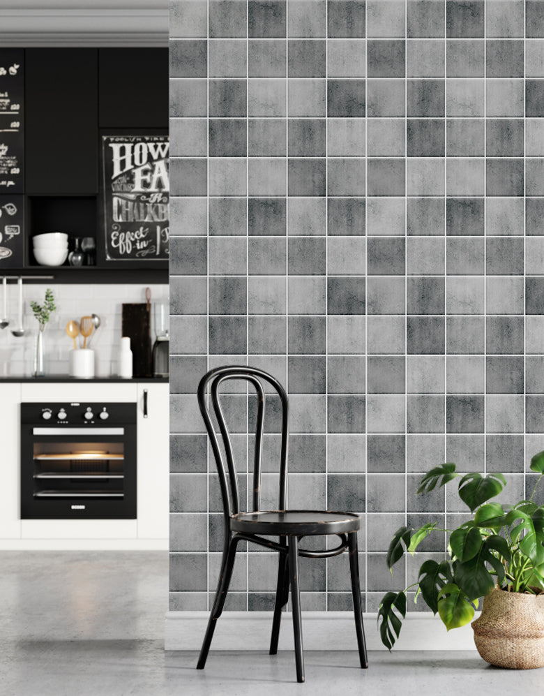 Papel de Parede Adesivo Azulejo Hijau Cimento Queimado