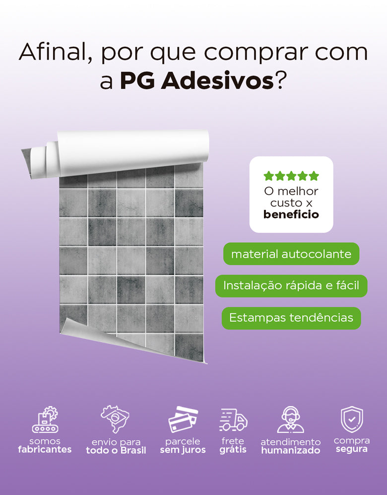 Papel de Parede Adesivo Azulejo Hijau Cimento Queimado