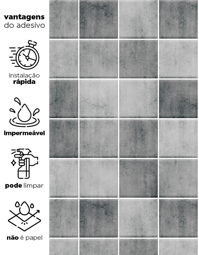 Papel de Parede Adesivo Azulejo Hijau Cimento Queimado