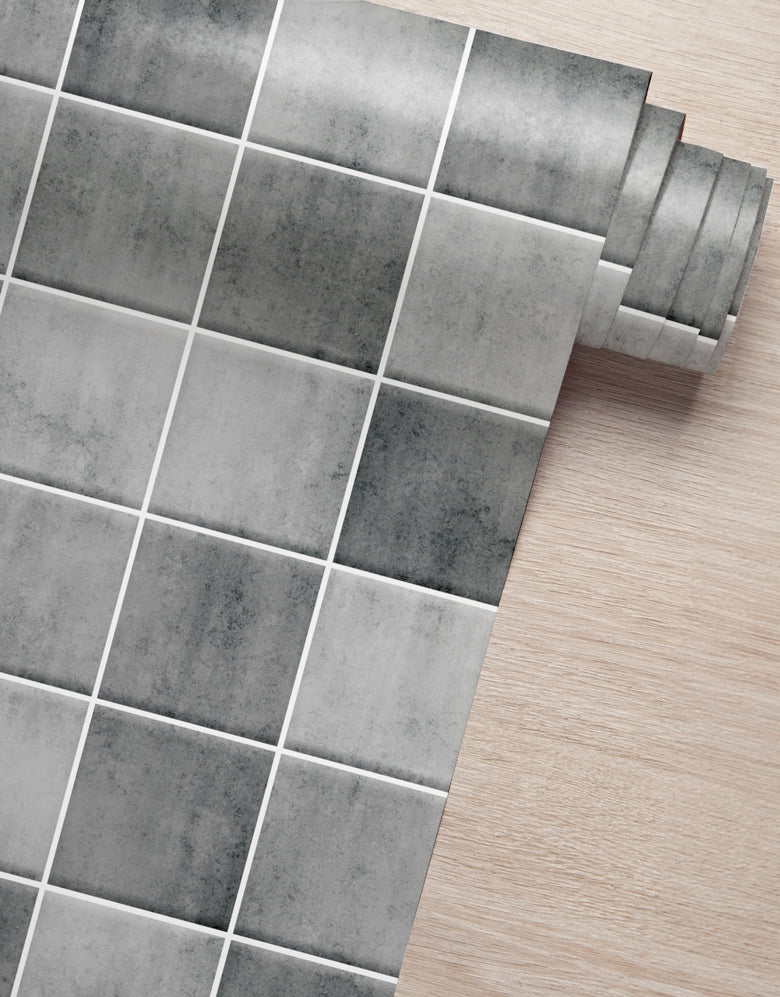 Papel de Parede Adesivo Azulejo Hijau Cimento Queimado