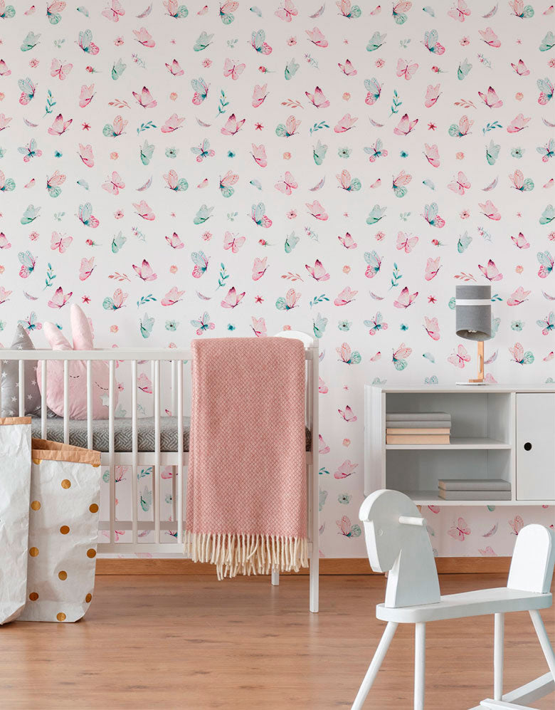 Papel de Parede Adesivo Borboletas Aquarela