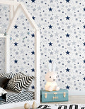 KIT DE 2 ROLOS - 3,00m x 50cm - Papel De Parede Adesivo Estrelas Encantada Azul