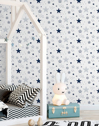 KIT DE 2 ROLOS - 3,00m x 50cm - Papel De Parede Adesivo Estrelas Encantada Azul