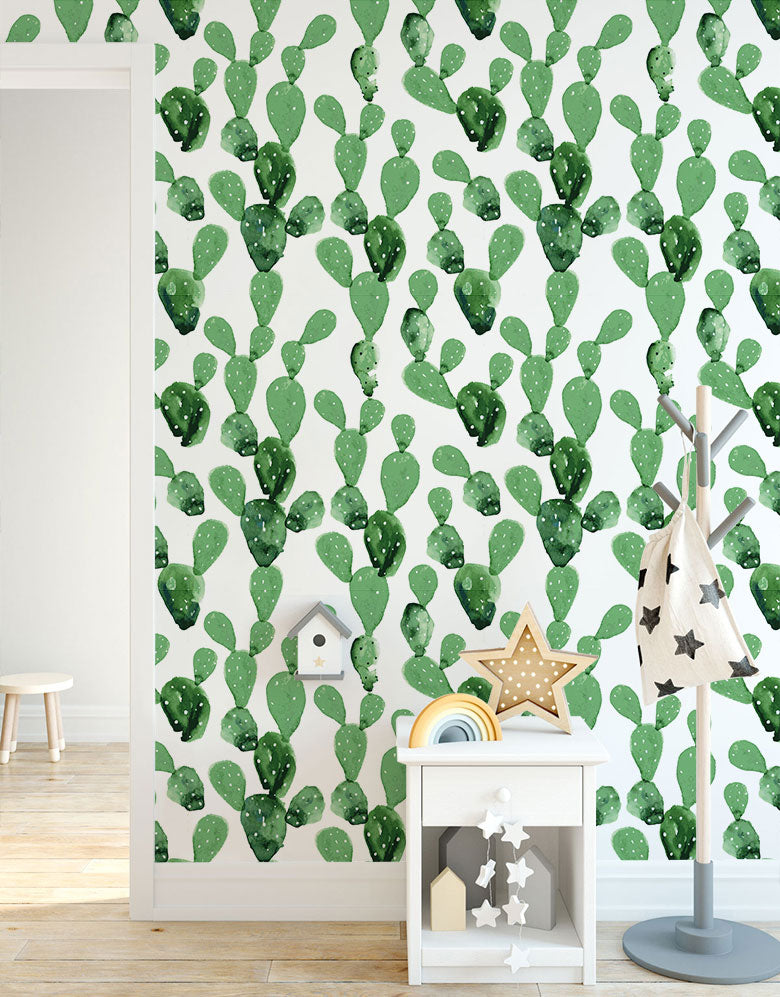 Papel de Parede Adesivo Cactos Aquarela