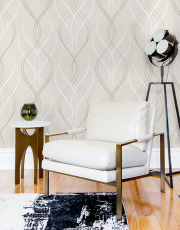 Papel de Parede Adesivo Fine Lines Bege