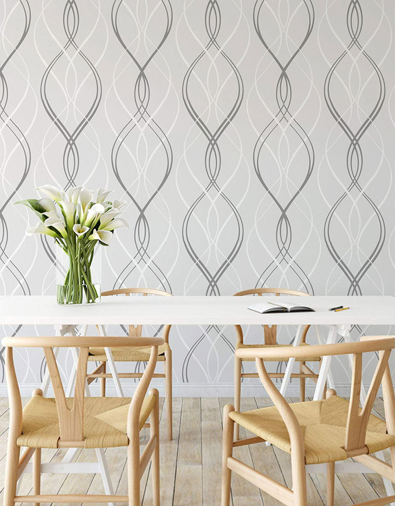 Papel de Parede Adesivo Fine Lines Cinza