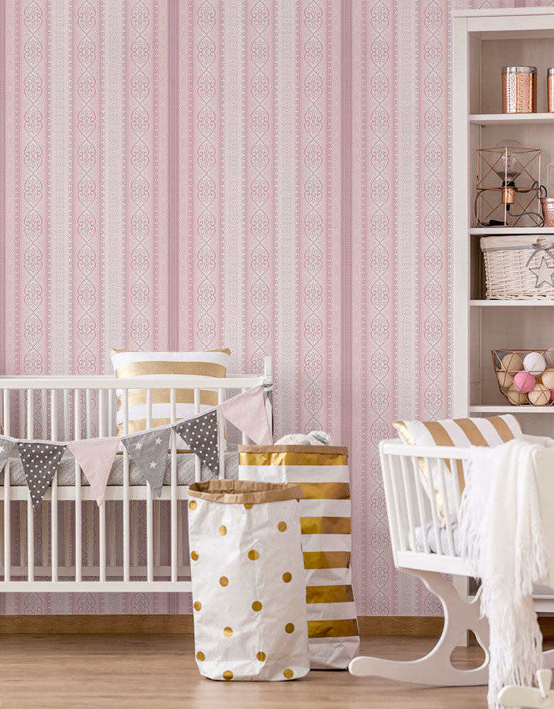 Papel de Parede Clássico Romântico Rosa