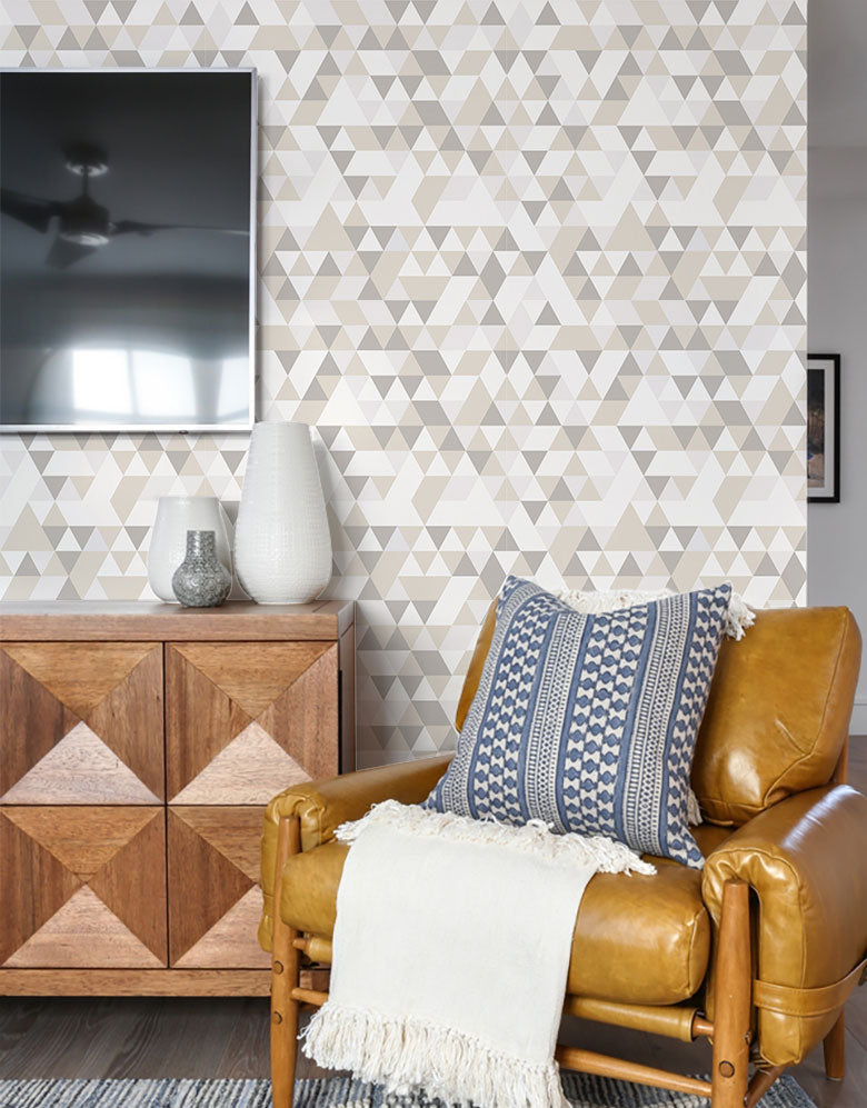 Papel de Parede Adesivo Triângulos Areia