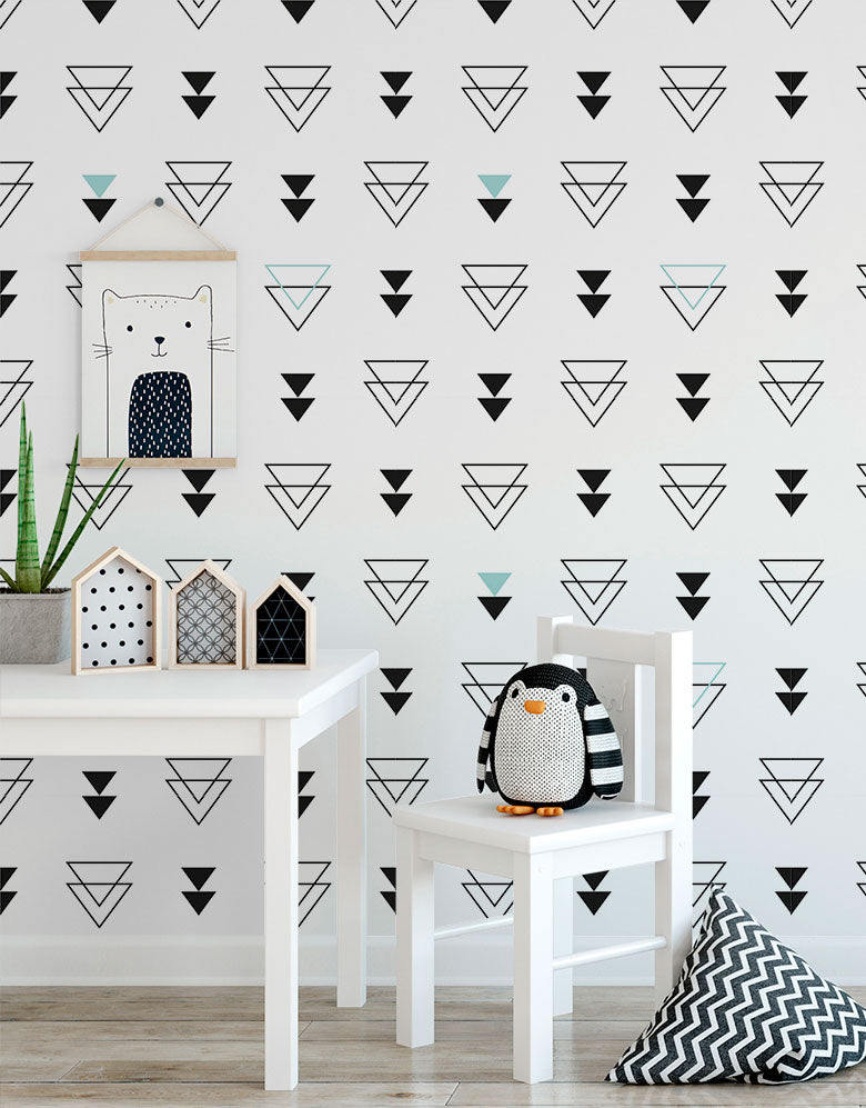 Papel de Parede Adesivo Triângulos Vazados Azul