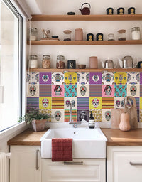 Papel de Parede Azulejo Skulls