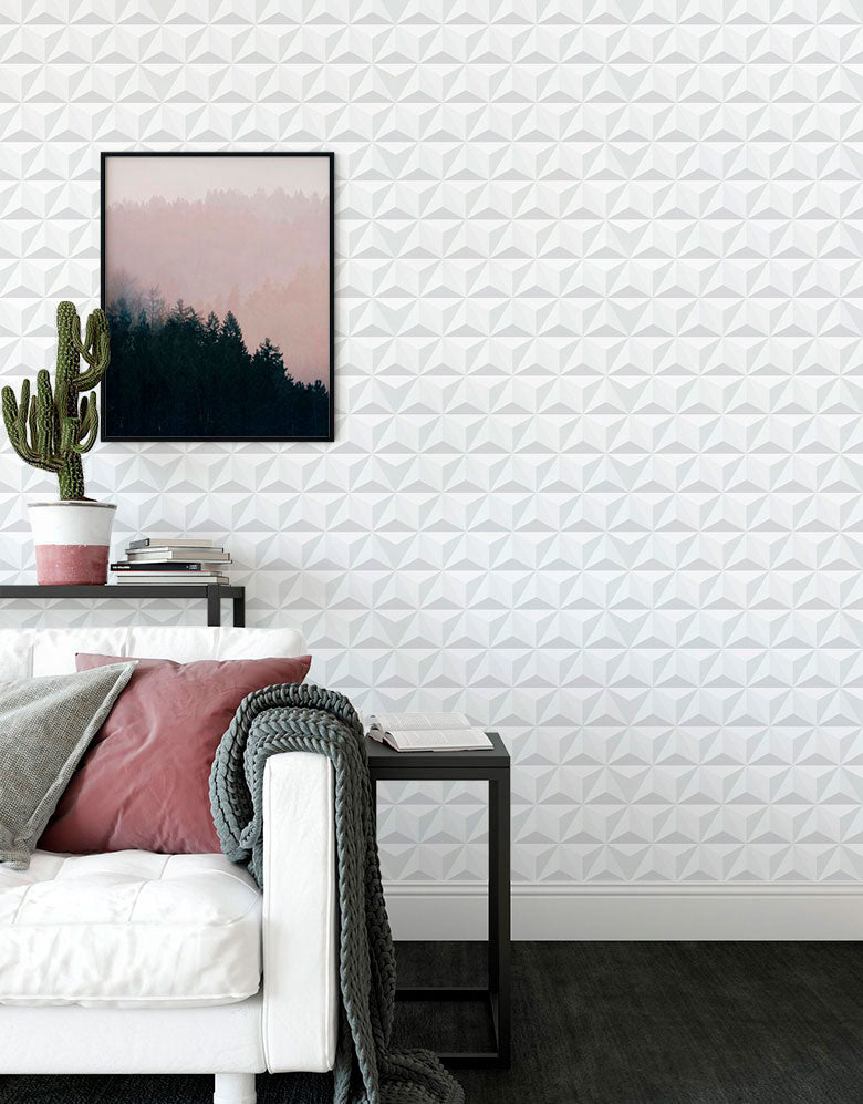 KIT DE 2 ROLOS - 2,50m x 50cm - Papel de Parede Adesivo 3D White