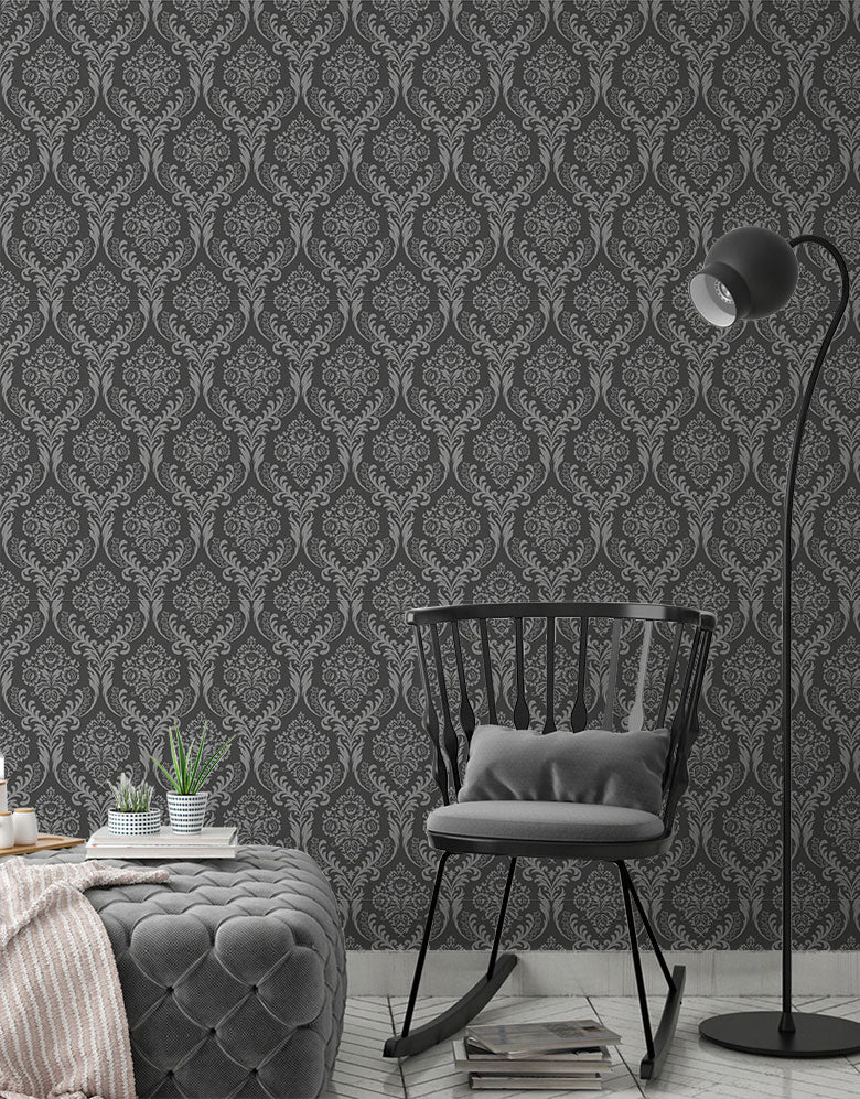 Papel de Parede Adesivo Arabesc Carbon