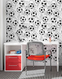 KIT DE 4 ROLOS - 3,00m x 50cm - Papel de Parede Adesivo Bolas de Futebol