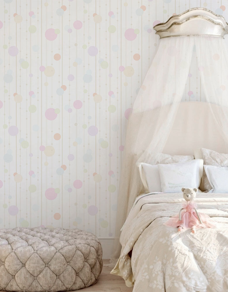 Papel De Parede Adesivo Cortina de Bolinhas