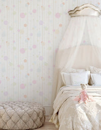 KIT DE 2 ROLOS - 3,00m x 50cm - Papel De Parede Adesivo Cortina de Bolinhas