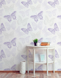 Papel de Parede Adesivo Borboletas Lilás