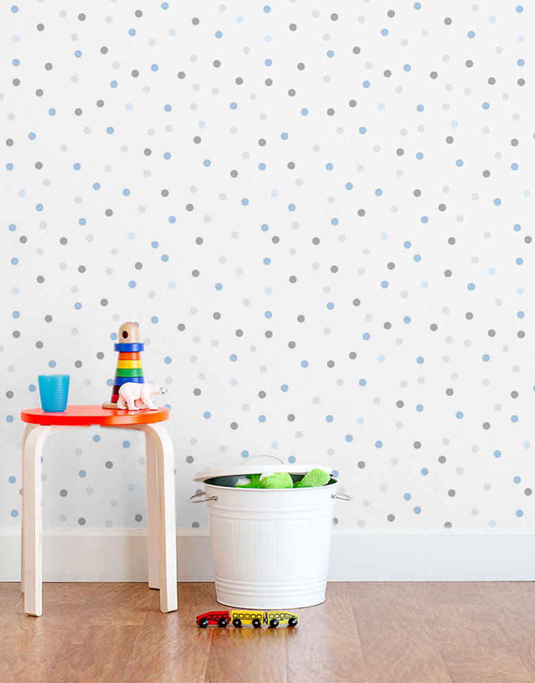 KIT DE 6 ROLOS - 3,00m x 50cm - Papel de Parede Adesivo Confete Azul