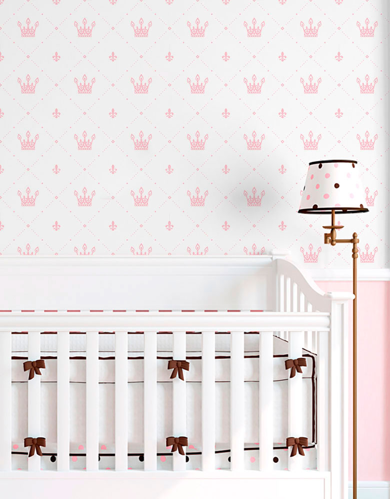 Papel de Parede Adesivo Coroa Princesa Rosa