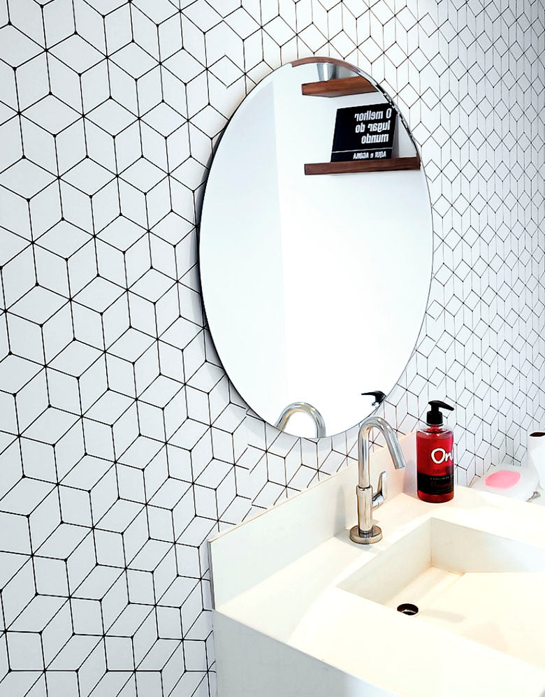 Papel de Parede Adesivo Cubos Linhas