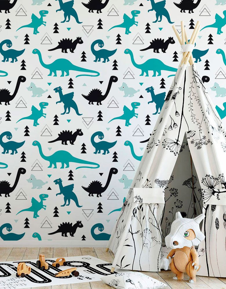 Papel de Parede Adesivo Dinos Azuis