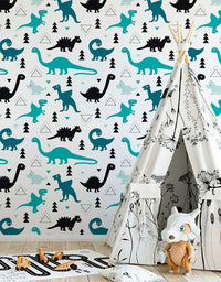 Papel de Parede Adesivo Dinos Azuis