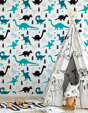 Papel de Parede Adesivo Dinos Azuis