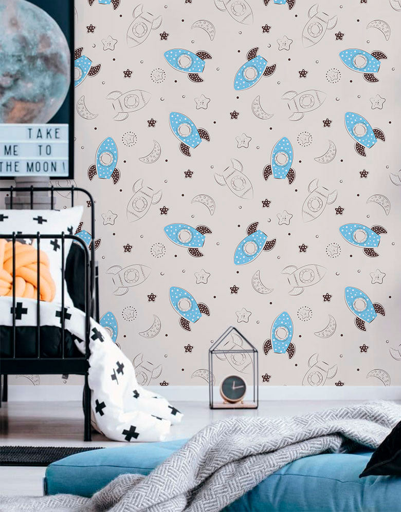Papel de Parede Adesivo Foguetes