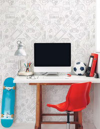 KIT DE 6 ROLOS - 2,00m x 50cm - Papel de Parede Adesivo Gamer Light