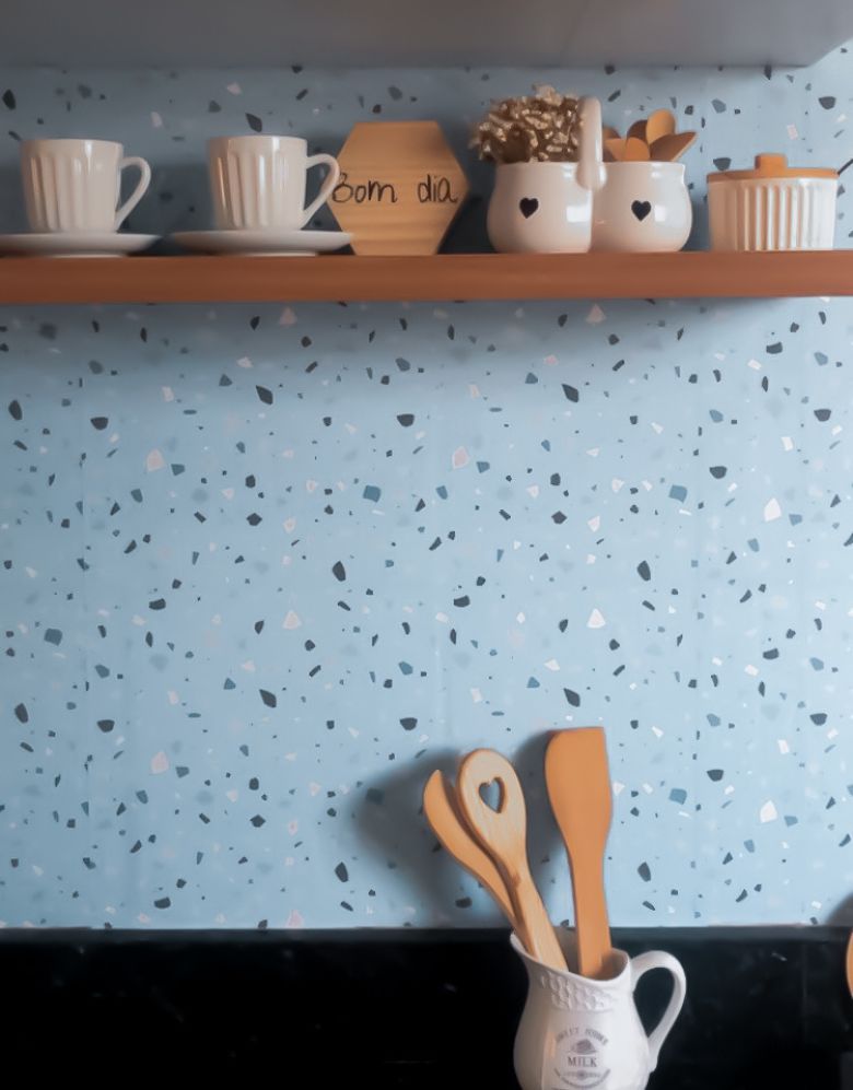 KIT DE 4 ROLOS - 2,50m x 50cm - Papel de Parede Adesivo Granilite Lazúli