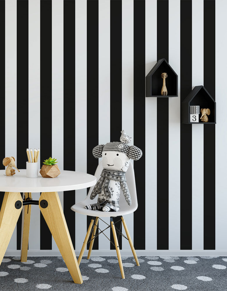 Papel de Parede Adesivo Listras Pretas