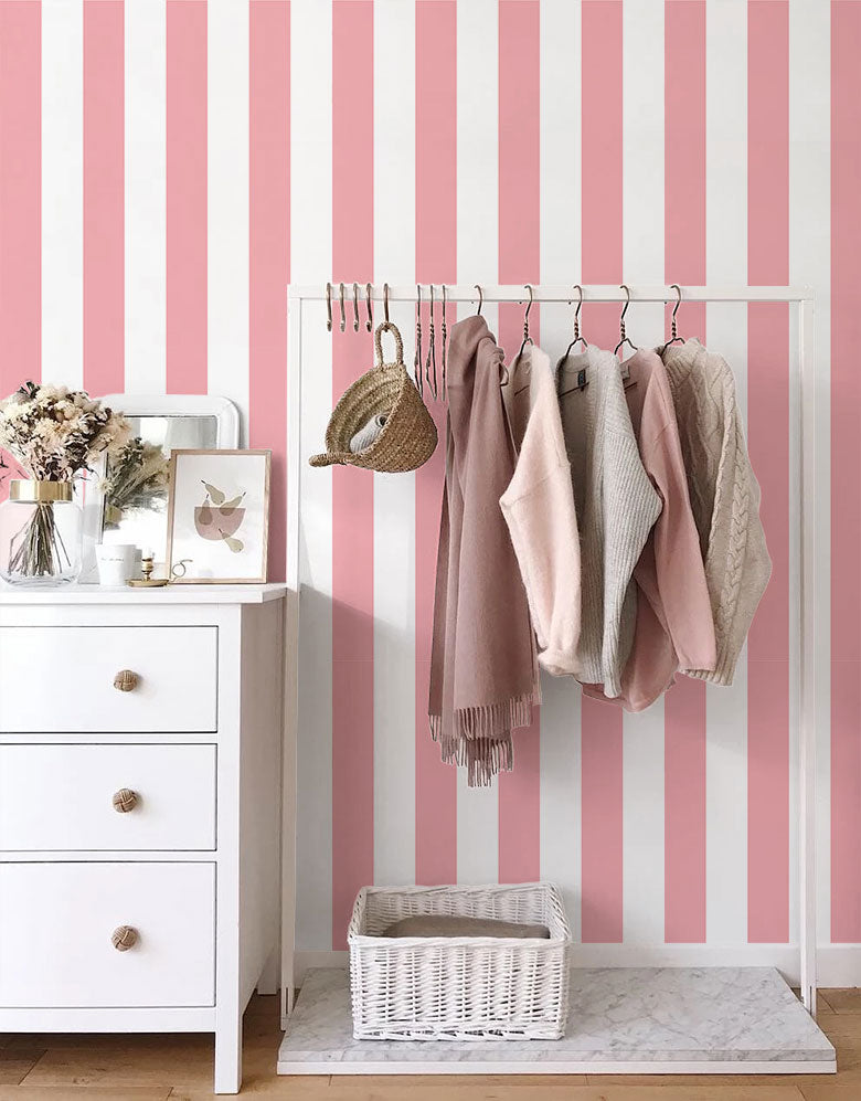 Papel de Parede Adesivo Listras Rosa