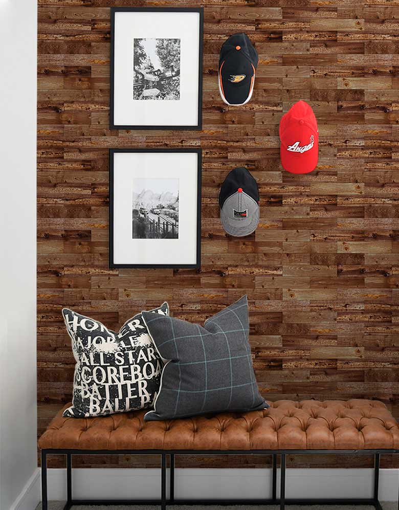 Papel de Parede Adesivo Madeira Demolição Tacos Rustica